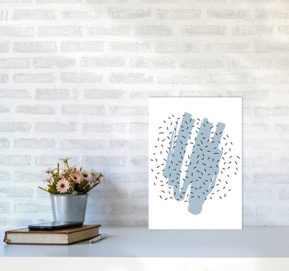 Blue Paint With Black Polka Abstract Modern Print A3 Black Frame