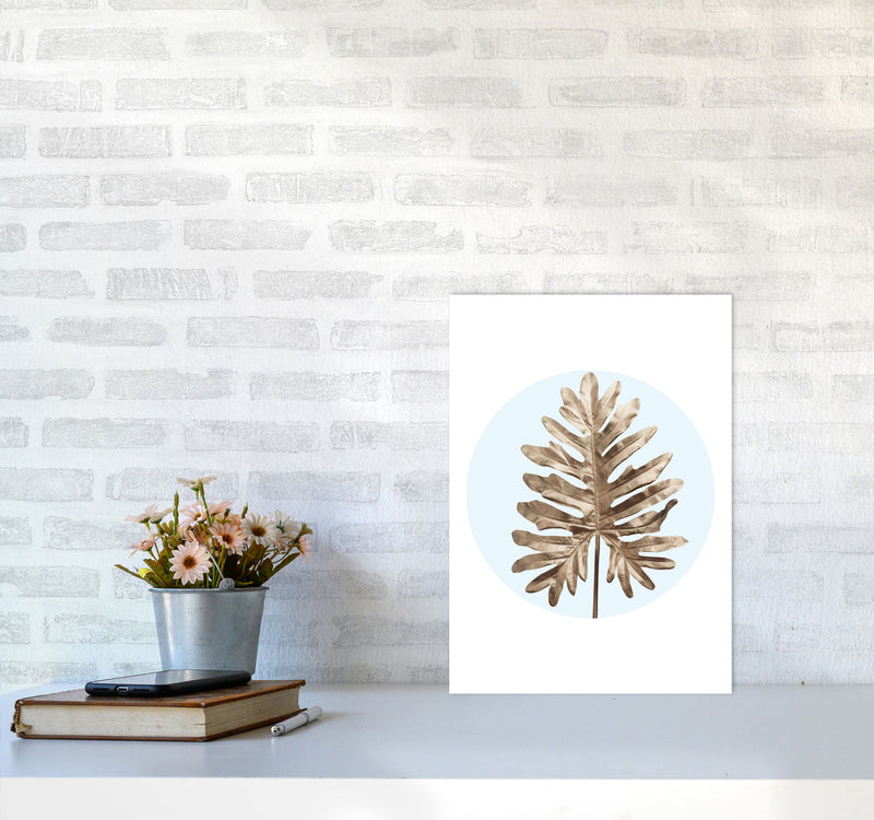 Abstract Blue Leaf Modern Print, Framed Botanical & Nature Art Print A3 Black Frame
