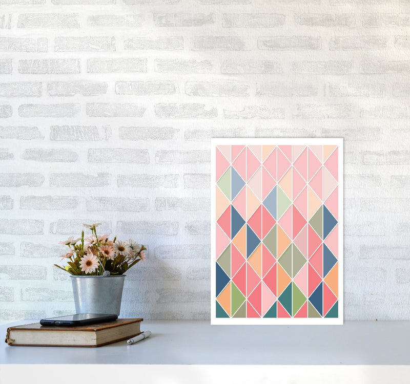 Full Colour Abstract Geo Modern Print A3 Black Frame