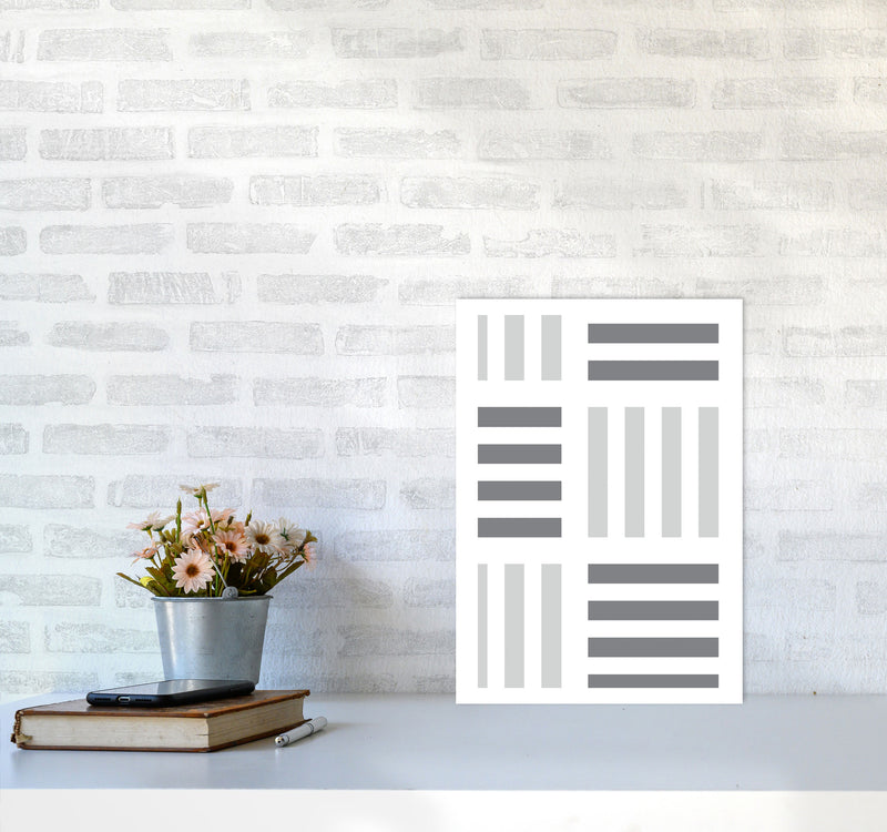 Grey Abstract Patterns 2 Modern Print A3 Black Frame