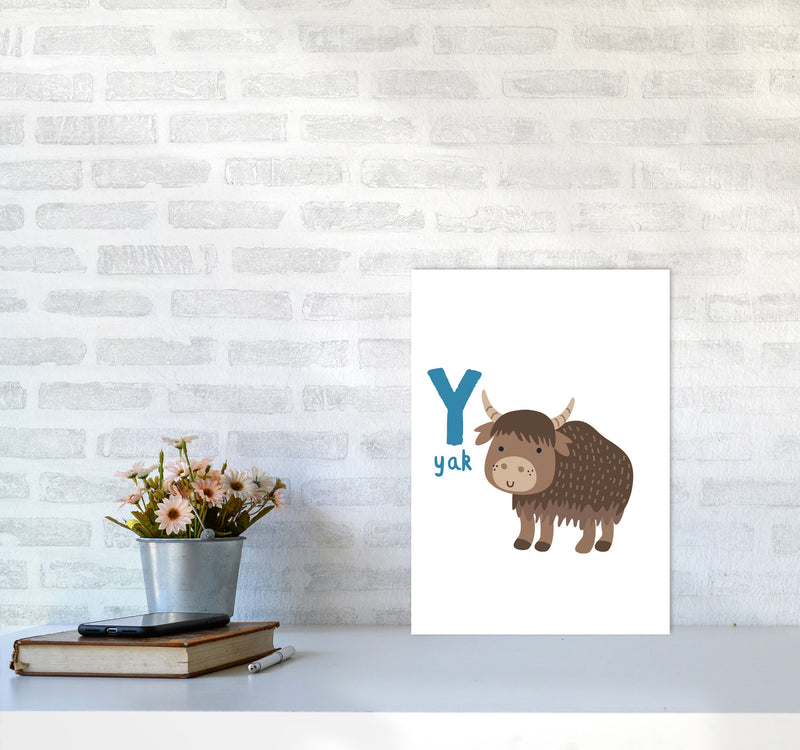 Alphabet Animals, Y Is For Yak Framed Nursey Wall Art Print A3 Black Frame
