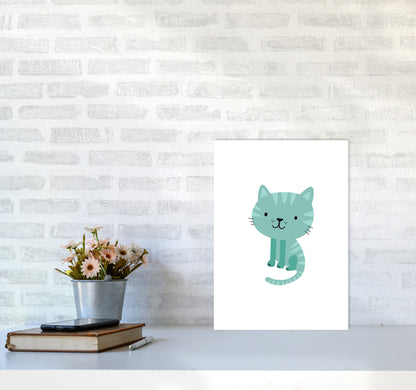 Children&#39;s Animals, Cat Modern Print A3 Black Frame