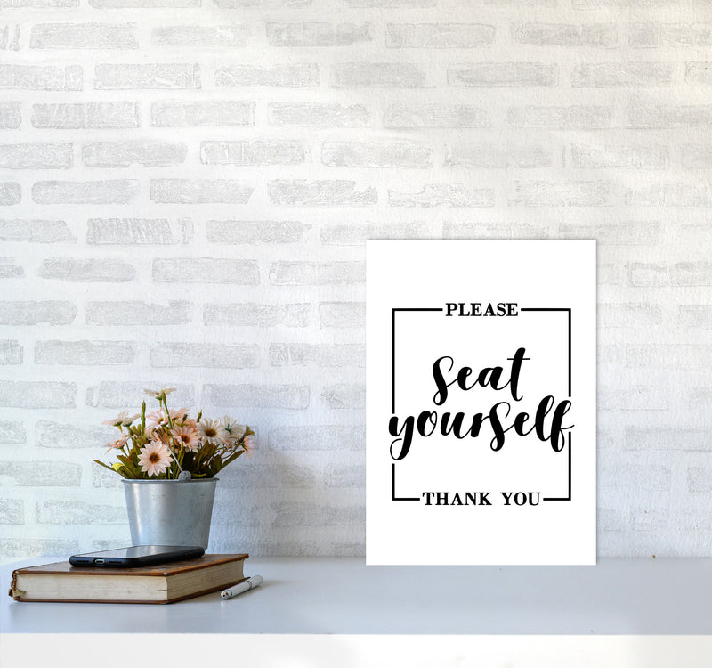 Seat Yourself, Bathroom Modern Print, Framed Bathroom Wall Art A3 Black Frame