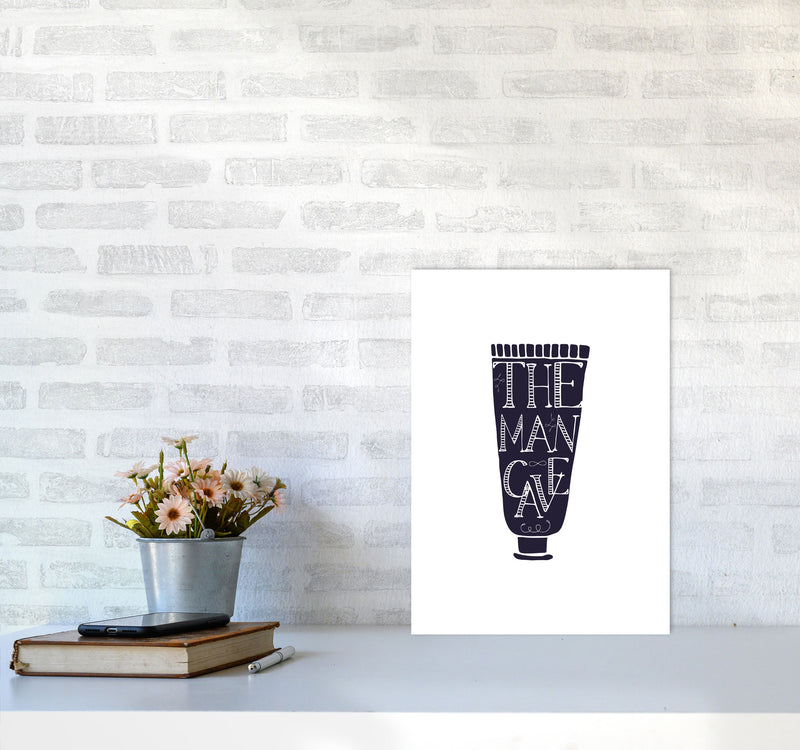The Man Cave 1 Modern Print, Framed Bathroom Wall Art A3 Black Frame