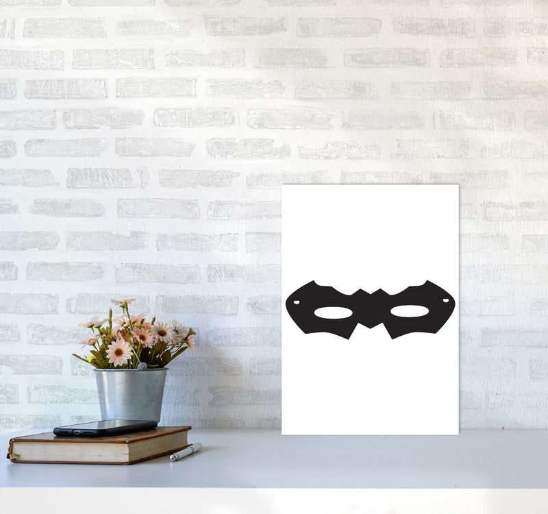 Superhero Mask Framed Nursey Wall Art Print A3 Black Frame