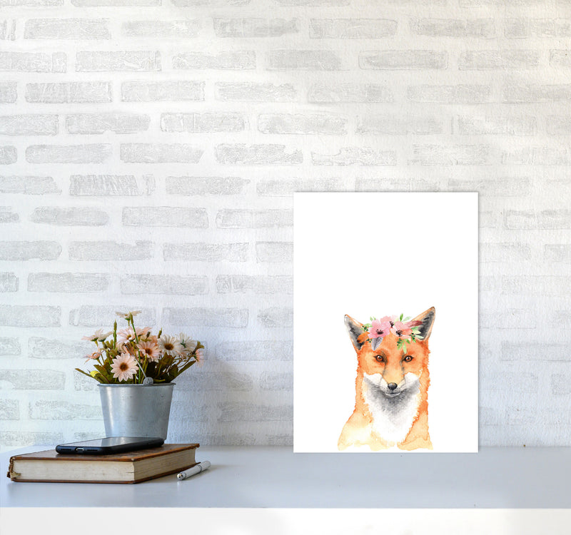 Forest Friends, Floral Fox Modern Print Animal Art Print A3 Black Frame
