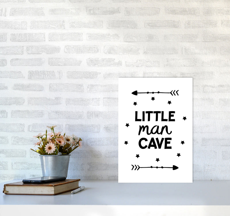 Little Man Cave Black Arrows Framed Nursey Wall Art Print A3 Black Frame