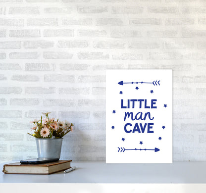 Little Man Cave Navy Arrows Framed Nursey Wall Art Print A3 Black Frame