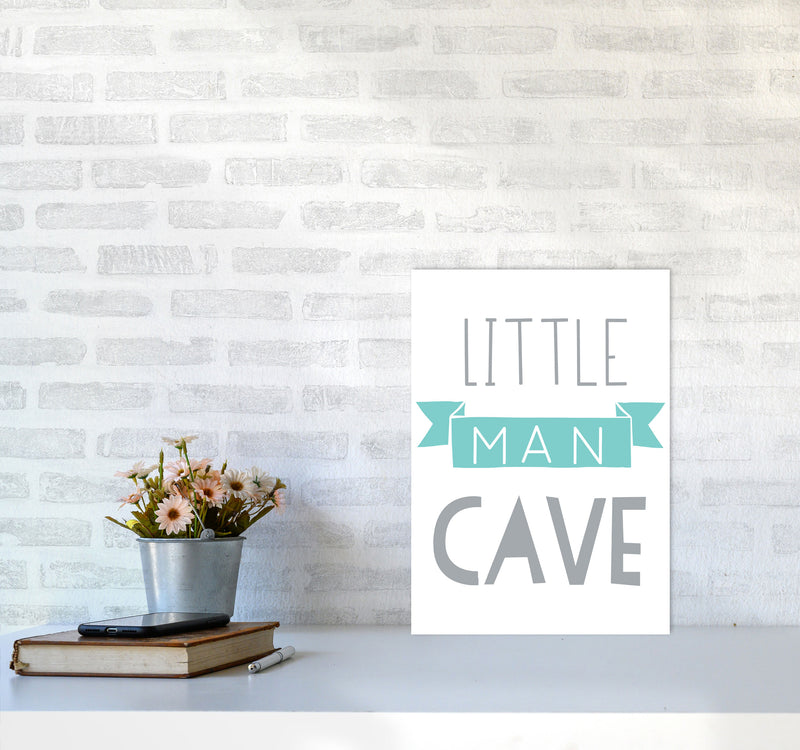 Little Man Cave Mint Banner Framed Nursey Wall Art Print A3 Black Frame