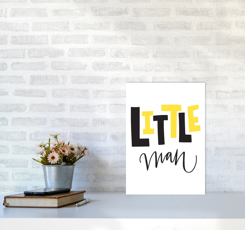 Little Man Yellow And Black Framed Nursey Wall Art Print A3 Black Frame