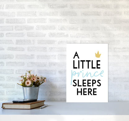 A Little Prince Sleeps Here Framed Nursey Wall Art Print A3 Black Frame