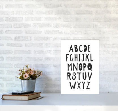 Black Alphabet Framed Nursey Wall Art Print A3 Black Frame