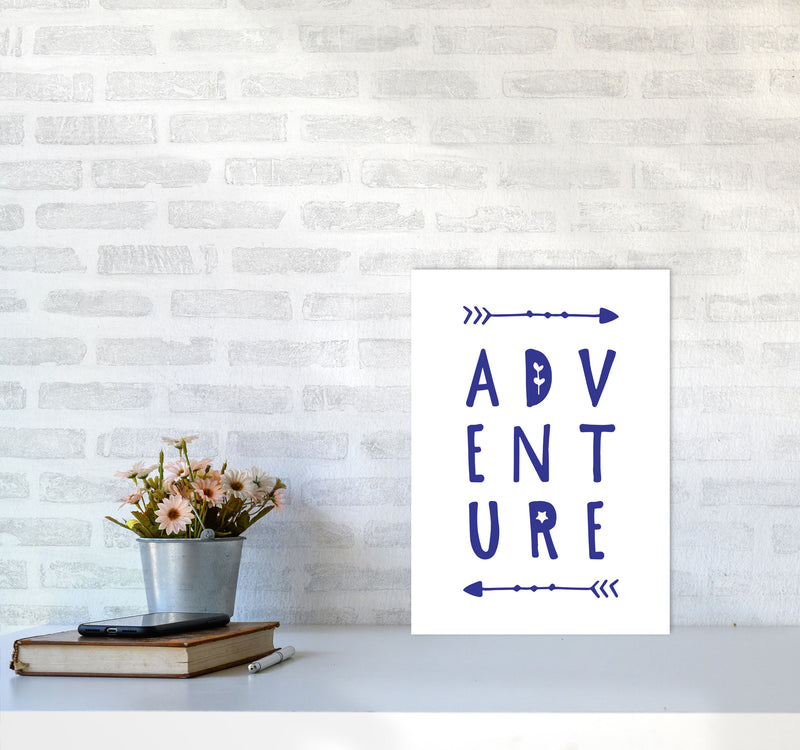 Adventure Navy Framed Typography Wall Art Print A3 Black Frame