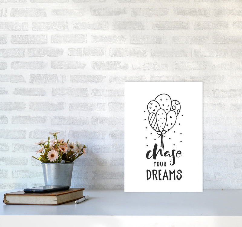 Chase Your Dreams Black Framed Nursey Wall Art Print A3 Black Frame