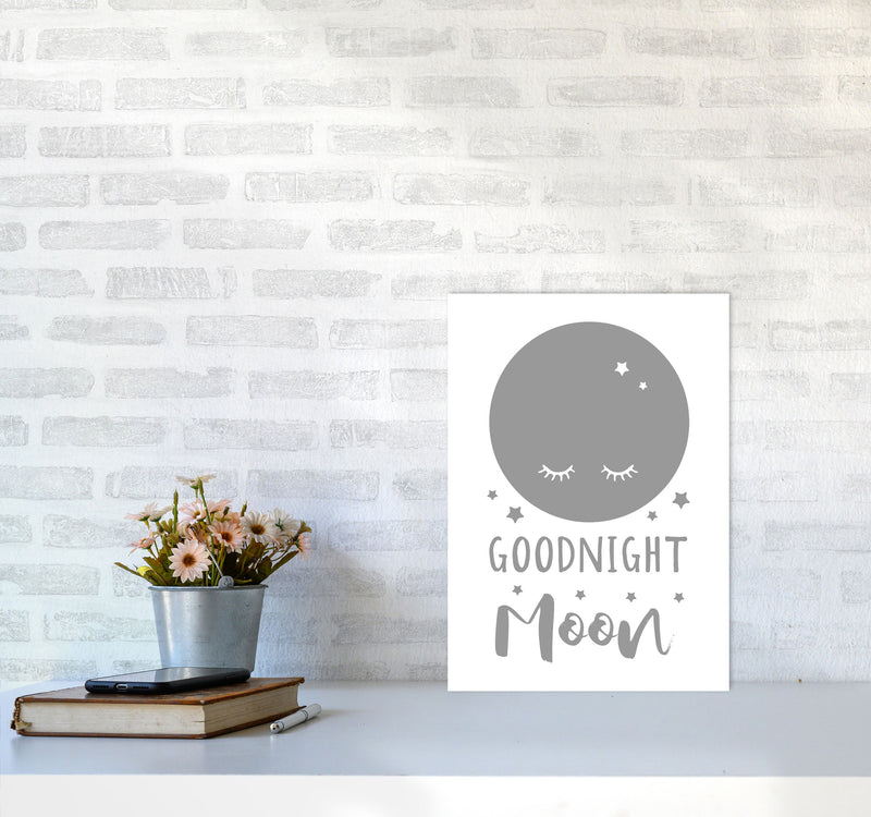 Goodnight Moon Grey Framed Nursey Wall Art Print A3 Black Frame