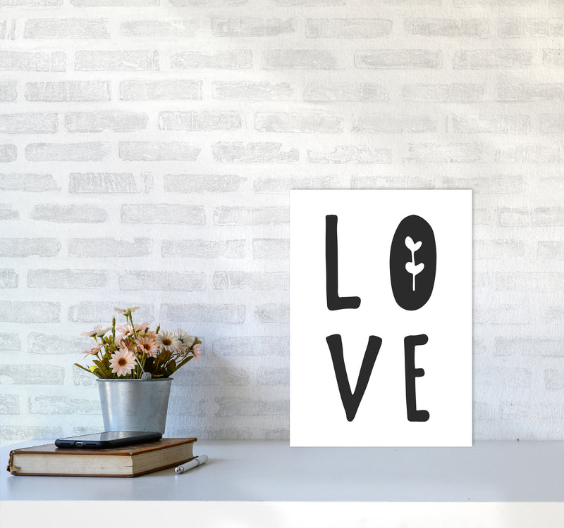 Love Black Framed Typography Wall Art Print A3 Black Frame