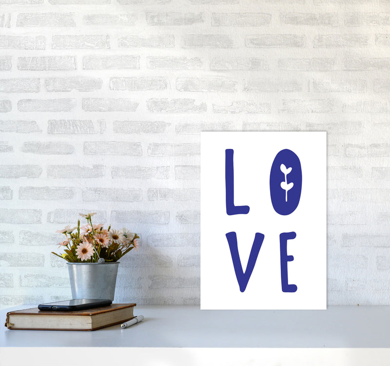 Love Navy Framed Typography Wall Art Print A3 Black Frame