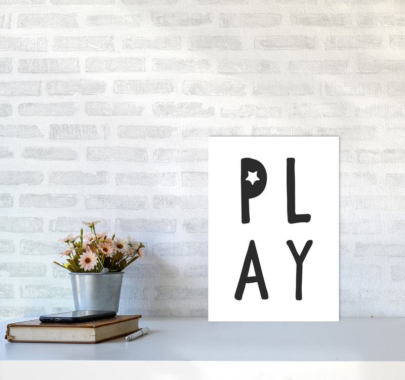 Play Black Framed Typography Wall Art Print A3 Black Frame