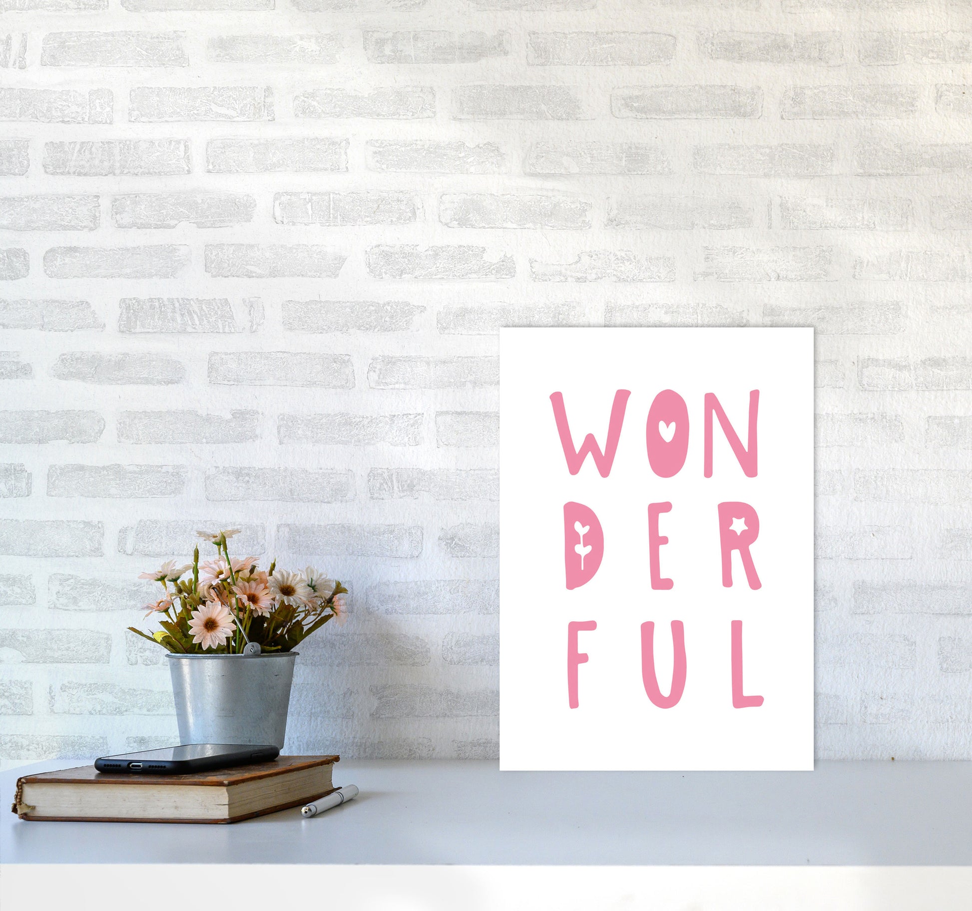 Wonderful Pink Framed Nursey Wall Art Print A3 Black Frame