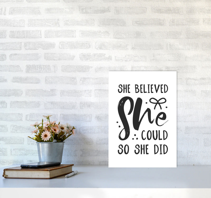 She Believed She Could So She Did Black Modern Print A3 Black Frame