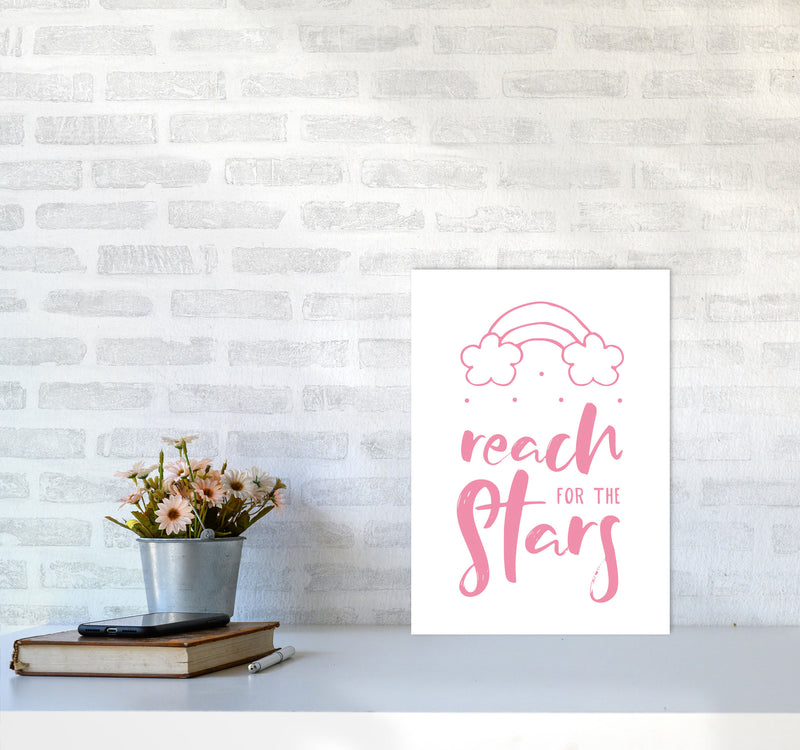 Reach For The Stars Pink Modern Print A3 Black Frame