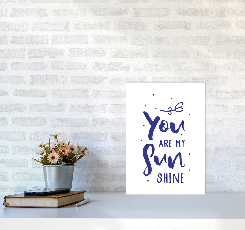 You Are My Sunshine Navy Modern Print A3 Black Frame