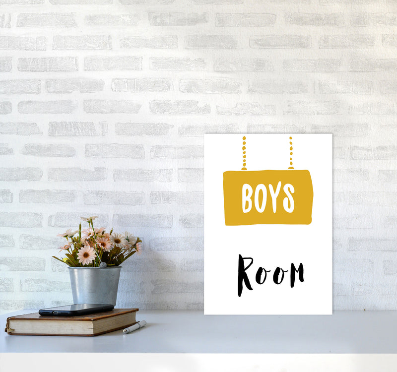 Boys Room Mustard Framed Nursey Wall Art Print A3 Black Frame