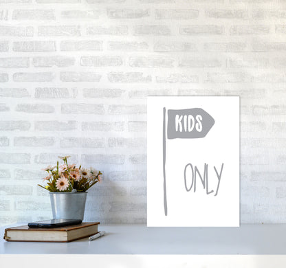 Kids Only Grey Framed Nursey Wall Art Print A3 Black Frame