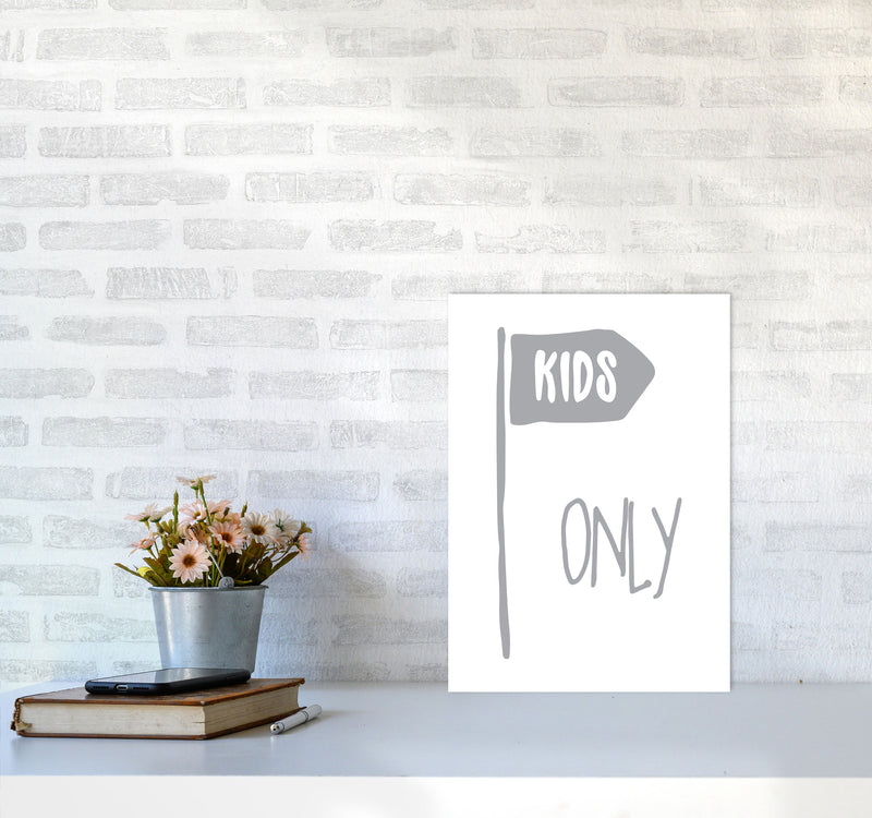 Kids Only Grey Framed Nursey Wall Art Print A3 Black Frame