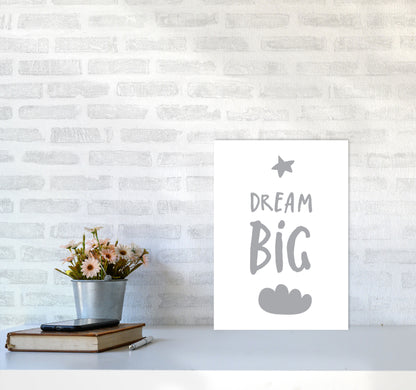 Dream Big Grey Framed Typography Wall Art Print A3 Black Frame