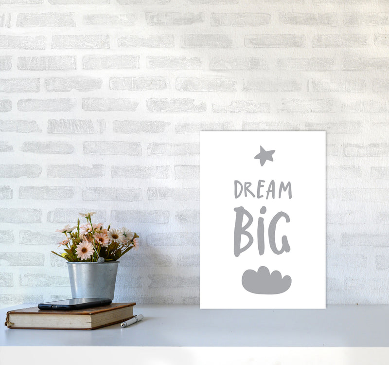 Dream Big Grey Framed Typography Wall Art Print A3 Black Frame