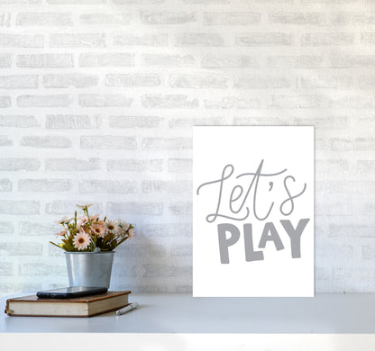 Let&#39;s Play Grey Framed Typography Wall Art Print A3 Black Frame