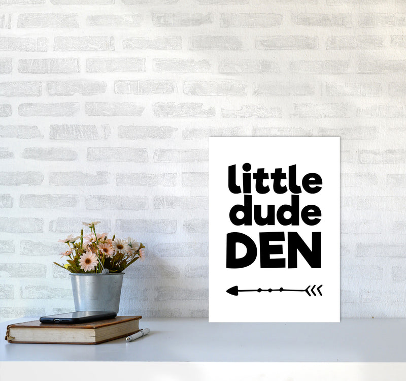 Little Dude Den Black Framed Nursey Wall Art Print A3 Black Frame