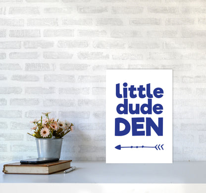 Little Dude Den Navy Framed Nursey Wall Art Print A3 Black Frame