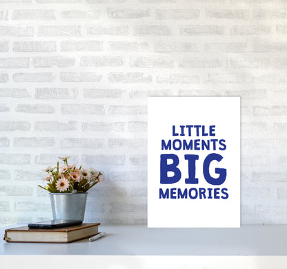 Little Moments Big Memories Navy Framed Nursey Wall Art Print A3 Black Frame