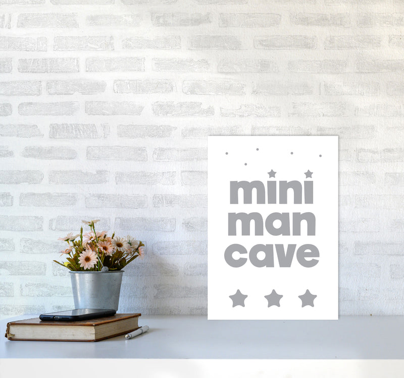 Mini Man Cave Grey Framed Nursey Wall Art Print A3 Black Frame
