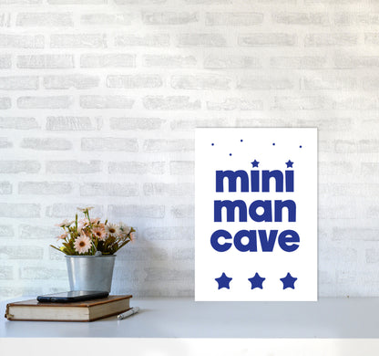 Mini Man Cave Navy Framed Nursey Wall Art Print A3 Black Frame