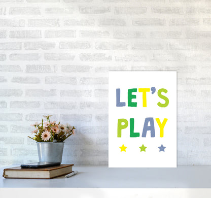 Let&#39;s Play Greens Framed Nursey Wall Art Print A3 Black Frame