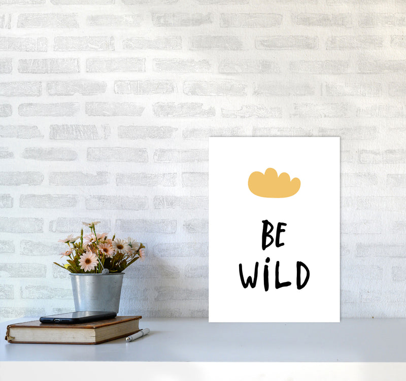 Be Wild Mustard Cloud Framed Typography Wall Art Print A3 Black Frame