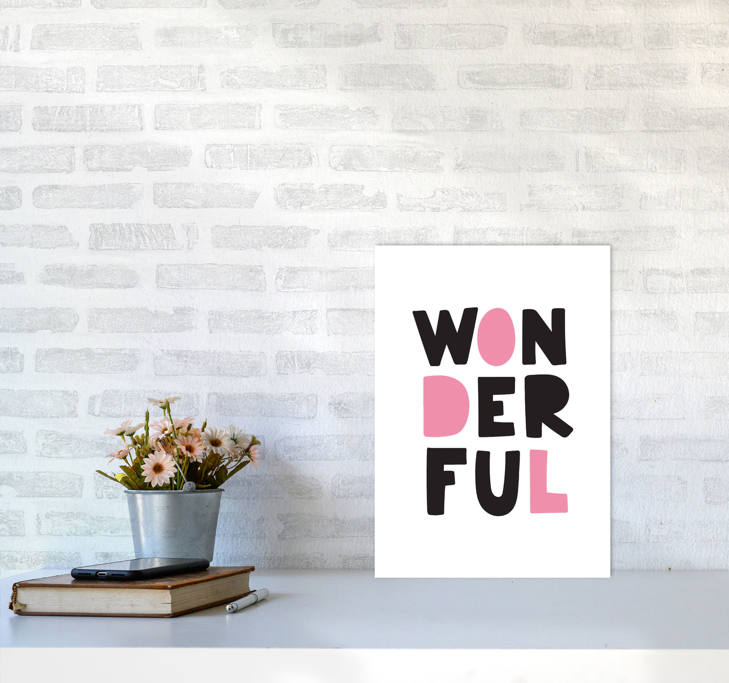 Wonderful Black And Pink Framed Nursey Wall Art Print A3 Black Frame