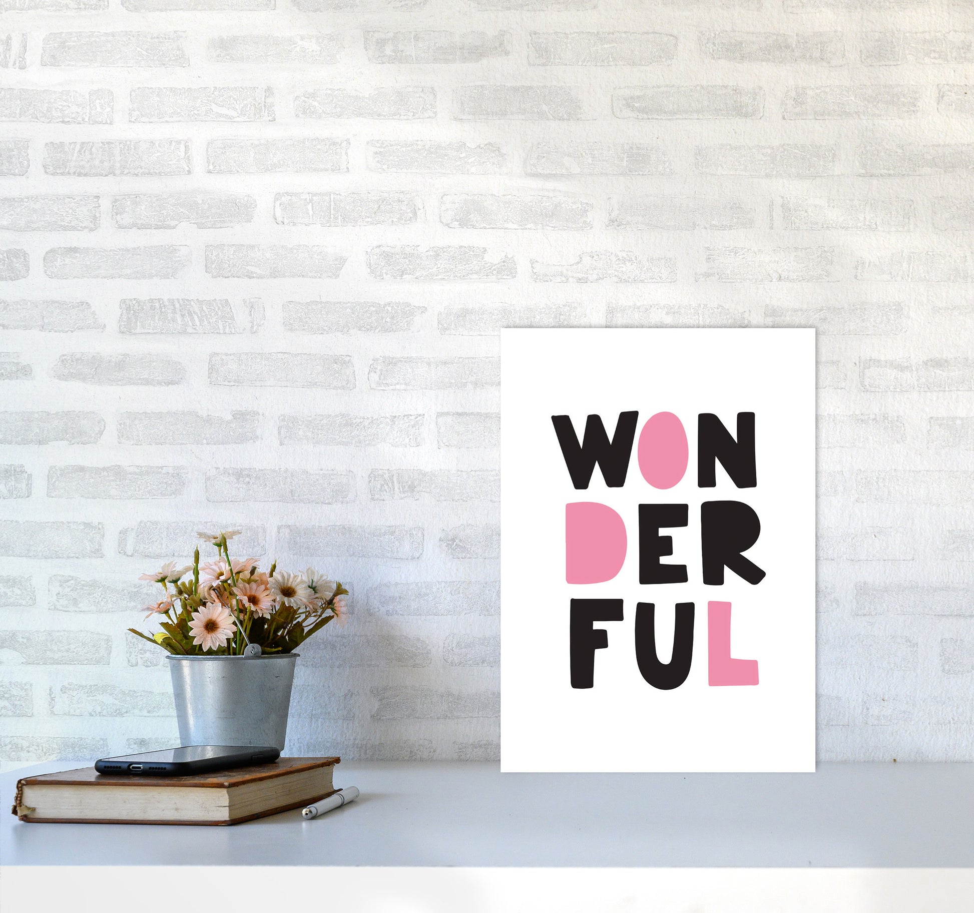 Wonderful Black And Pink Framed Nursey Wall Art Print A3 Black Frame