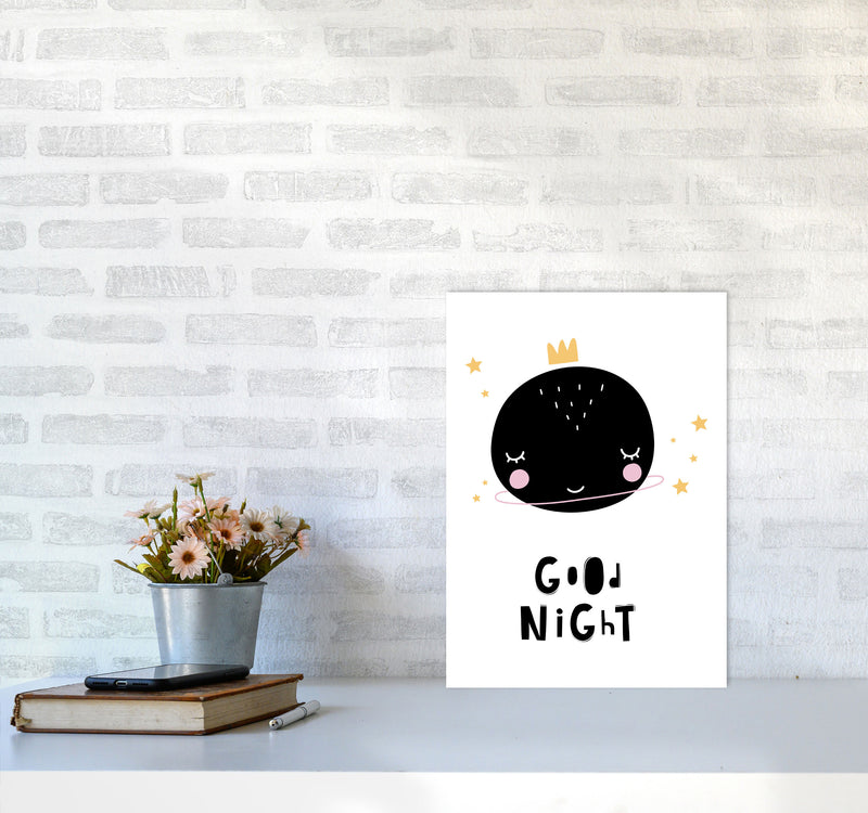 Good Night Planet Framed Nursey Wall Art Print A3 Black Frame