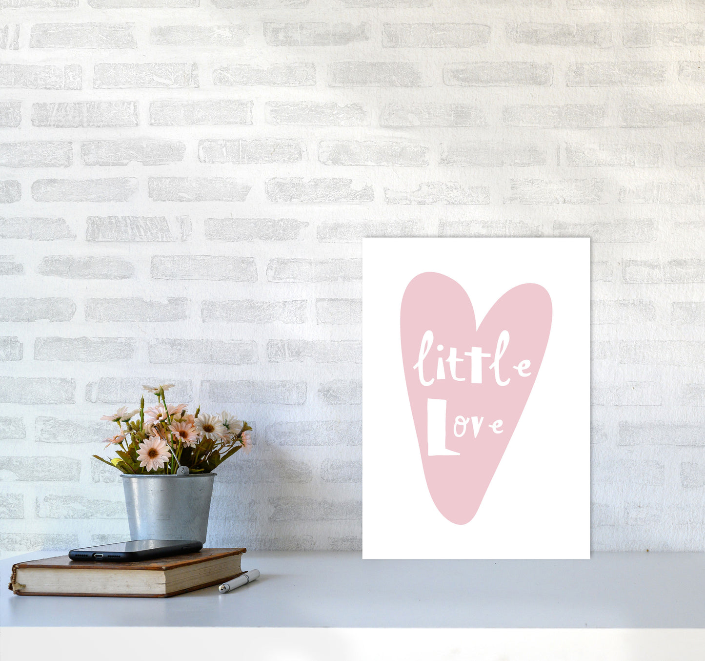 Little Love Heart Framed Nursey Wall Art Print A3 Black Frame