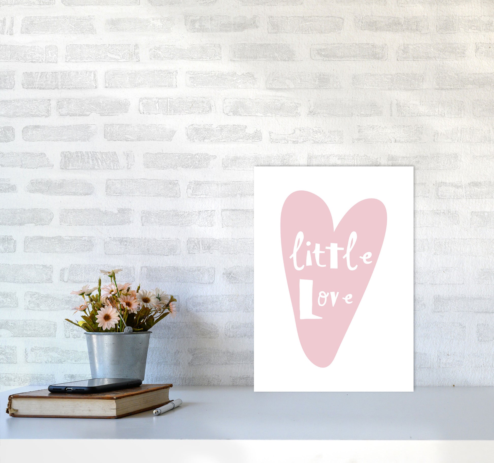 Little Love Heart Framed Nursey Wall Art Print A3 Black Frame