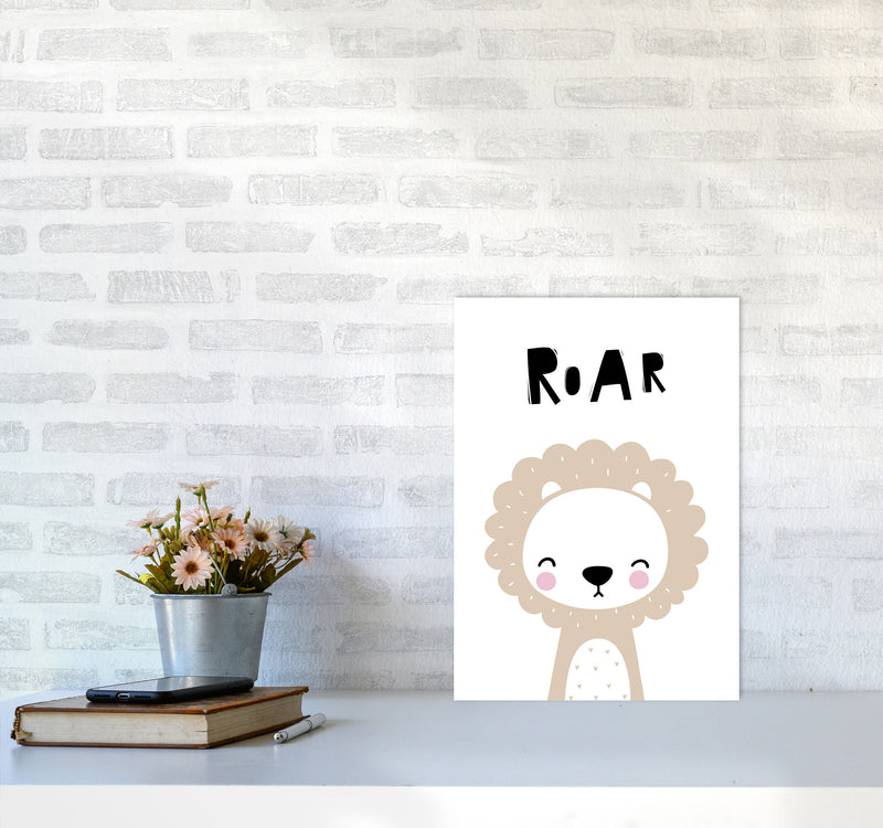 Lion Roar Modern Print Animal Art Print A3 Black Frame