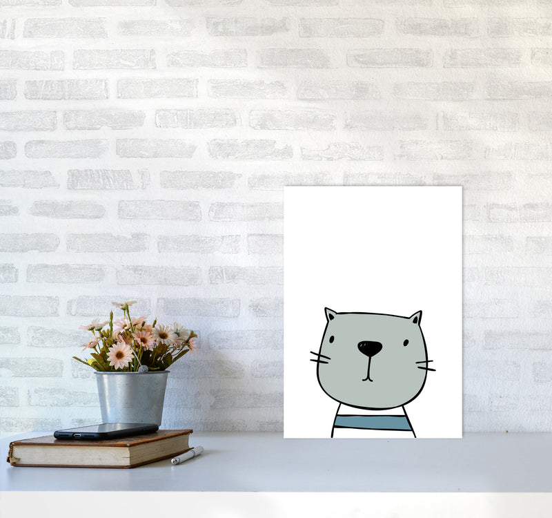 Cat Modern Print Animal Art Print A3 Black Frame