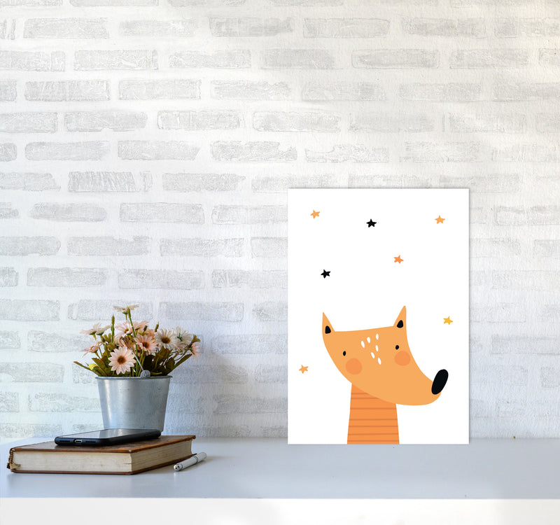 Scandi Fox Framed Nursey Wall Art Print A3 Black Frame