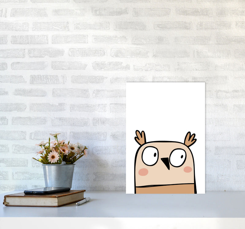 Scandi Owl Framed Nursey Wall Art Print A3 Black Frame