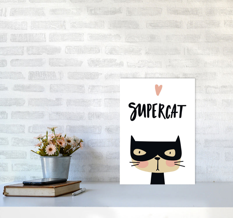 Supercat Framed Nursey Wall Art Print A3 Black Frame