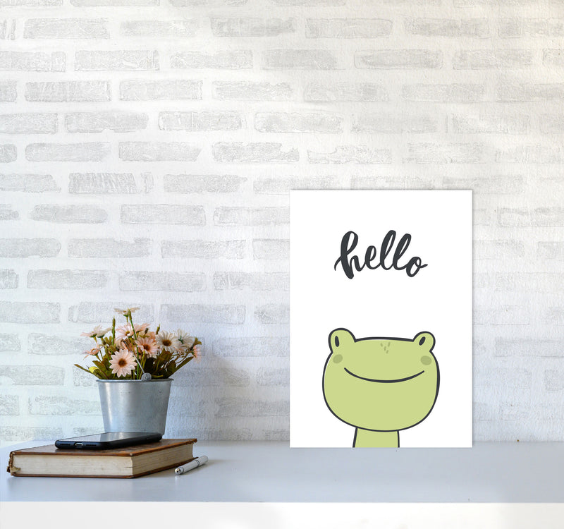 Hello Frog Modern Print Animal Art Print A3 Black Frame